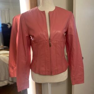 Y2K Siena Studio Women's Pink Leather Jacket in exellent condition